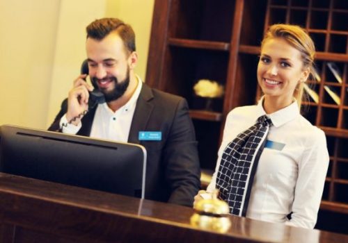 Picture of two receptionists at work